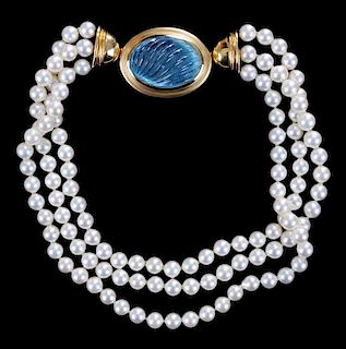 Custom Aquamarine and Cultured Pearl