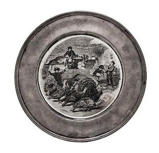 (DICKENS, CHARLES) An American Silver Plate, S. Kirk & Son, with a Dickensian scene.