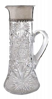 Tiffany Cut Glass and Sterling Pitcher