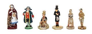 Six English Porcelain Figures, Height of tallest 3 inches.