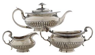 Three-piece English Silver Tea Service