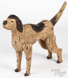 Contemporary carved and painted dog