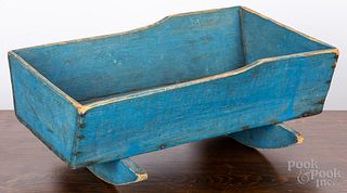 Blue painted doll cradle, early 20th c.
