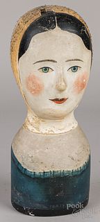 French papier-mâché wig stand, 19th c.