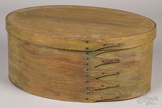 Shaker six finger oval bentwood band box, 19th c.