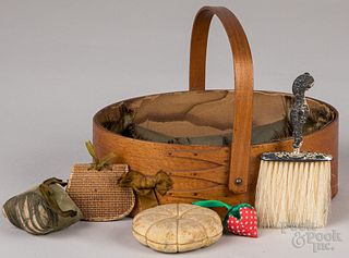 Shaker bentwood sewing basket, 19th c.