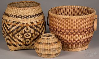 Three Native American Cherokee Indian baskets