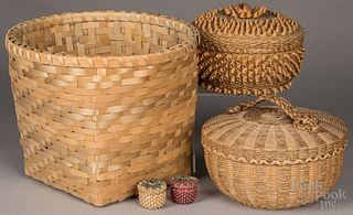 Five contemporary Native American Indian baskets