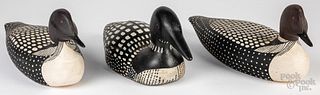 Pair of Frank Dobbins carved loon duck decoys