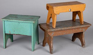 Three painted foot stools, 19th and 20th c.