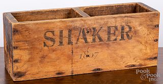 Pine shipping box, stenciled Shaker 1807