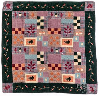 Flannel and velour crazy quilt