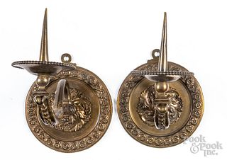 Pair of French brass pricket stick sconces