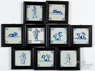 Nine Delft tiles, 18th c.