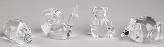 Four Steuben crystal glass animals