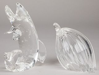 Two Steuben crystal glass animals