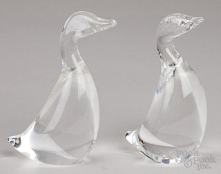 Pair of Steuben crystal glass ducks