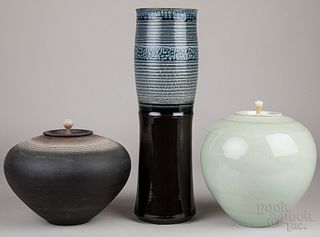 Three Stephen Merritt pottery and ceramic pieces
