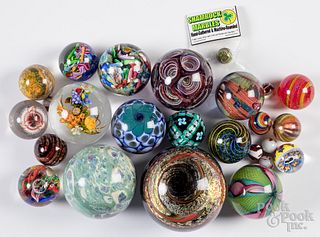 Twenty-three contemporary art glass orbs/marbles