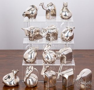 Dansk modern silver plated animal paperweights
