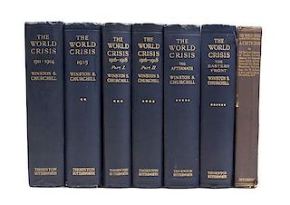 * CHURCHILL, SIR WINSTON. The World Crisis. London, 1923-1931. First edition, first printings. 6 vols. With one other (7 total)