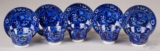 Blue Staffordshire Christmas Eve cups and saucers
