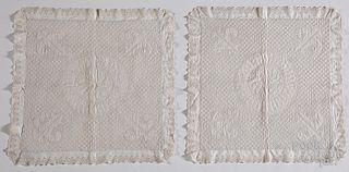 Pair of white on white quilted pillow covers