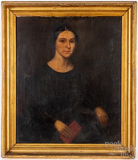 Oil on canvas portrait of a lady, 19th c.