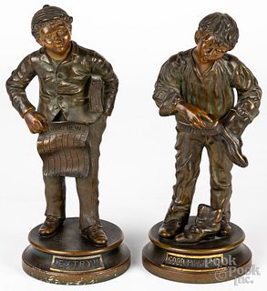 Pair of bronzed figures, 19th c.