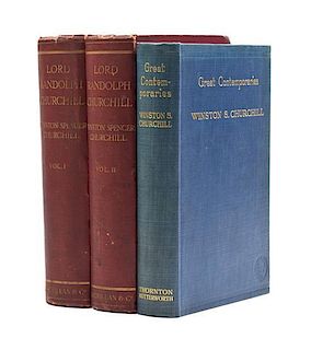 * CHURCHILL, SIR WINSTON. Lord Randolph Churchill (2 vols.) and Great Contemporaries. First editions.