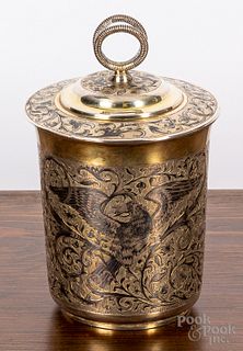 Russian silver gilt and niello covered cup