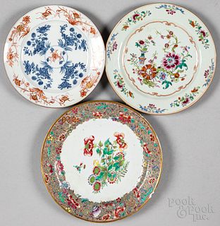 Three Chinese export plates, 18th c.