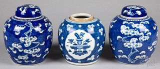 Three Chinese porcelain ginger jars