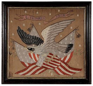 Framed Patriotic Eagle Silk Embroidery