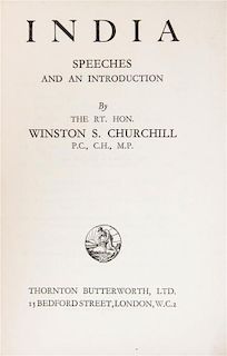 * CHURCHILL, SIR WINSTON. India. London, (1931). First edition in paperback.