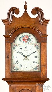 Pennsylvania walnut tall case clock, late 18th c.