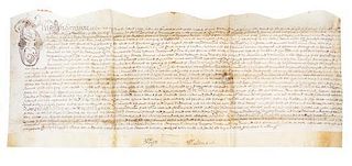 (MSS) MILDENHALL, MOSES. Pennsylvania Quakers, Land Deed, 1688. Signed by Moses Mildenhall.