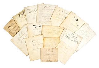 (MSS) A group of 15 manuscript land indentures, on vellum and paper, recording land transactions in Pennsylvania. 1762-1820