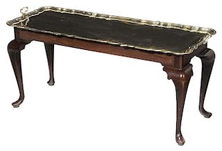 Chippendale Style Brass Tray-Top Table