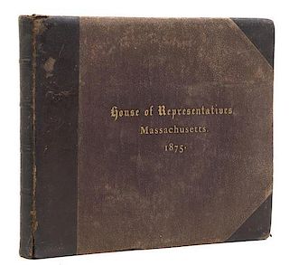 (MASSACHUSETTS STATE HOUSE) Bound volume of 234 pages incl. photographs, for the House of Reps. of Massachusetts for 1875.