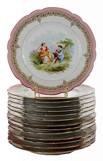 Fourteen Sèvres Porcelain Plates