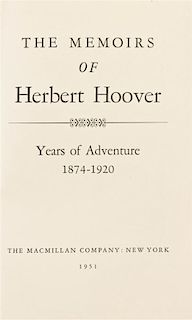 HOOVER, HERBERT. The Memoirs. NY, 1951-52. First and Fifth printings, both inscribed by Hoover.