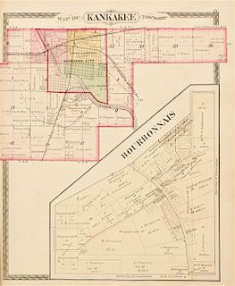 (ILLINOIS) BEERS, J.H. Atlas of Kankakee Co. Illinois... Chicago, 1883. With 28 color maps.