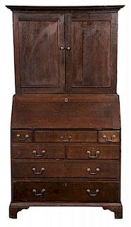 Chippendale Paneled Oak Desk and