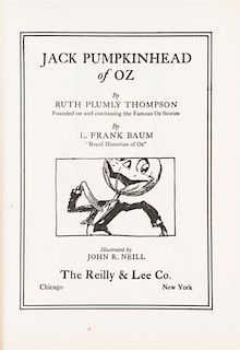 * (OZ) THOMPSON, RUTH PLUMLY. Jack Pumpkinhead of Oz. Chicago, (1929). First edition with first issue dust jacket.