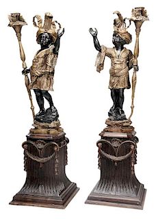 Large Pair Venetian Style Bronze