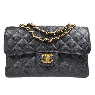 CHANEL Classic Double Flap Small Chain Shoulder Bag Black Caviar 6315810
