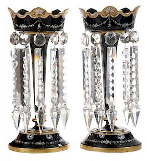 Pair Enameled and Gilt Amethyst Glass