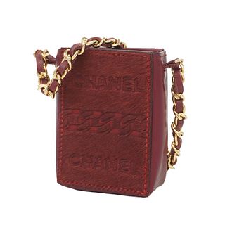  Chanel Shoulder Bag Chain Shoulder Harako Red Gold Metal