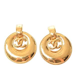 CHANEL Chanel Coco Mark Swing Earrings Gold Metal